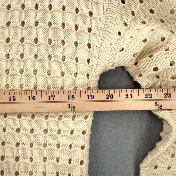 JOIE Open Knit Polo Collar Sweater Womens XS Cream Long Sleeve Knit NEW - Picture 3 of 11